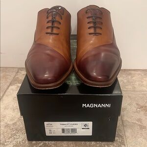 Magnanni Brown Oxford Dress Shoes Cap Toe
